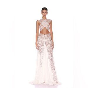 NWOT BRONX AND BANCO Naia Lace Gown in White Wedding Evening Gown